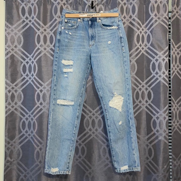 garage distressed medium blue mom jeans - Picture 1 of 5